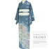 訪問着 リサイクル 身丈159.8cm 裄64.4cm 袷 辻ヶ花風柄 部分絞り加工 箔 ブルー Mサイズ フォーマル 正絹 広衿 Sランク