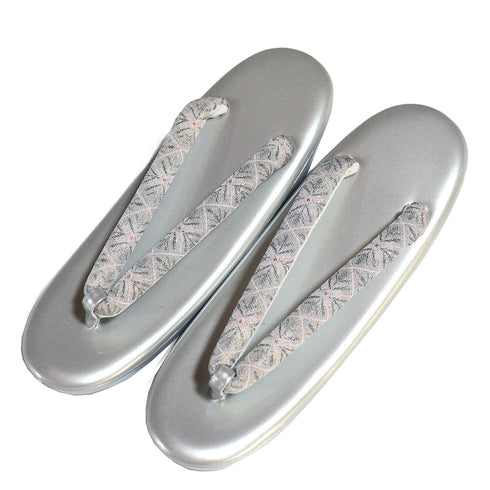 草履・バッグセット お洒落 ピンク 正絹 未使用品 有職菱 草履サイズ23.5㎝