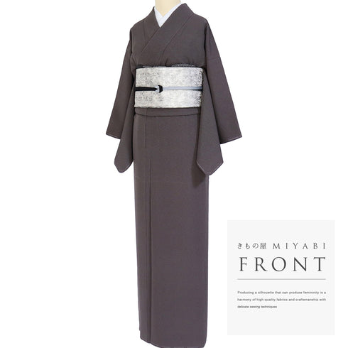 江戸小紋 リサイクル 身丈151.5cm 裄62.4cm 袷 角通し小紋 パープル Sサイズ セミフォーマル お洒落 一つ紋 しつけ糸 正絹 広衿 Sランク