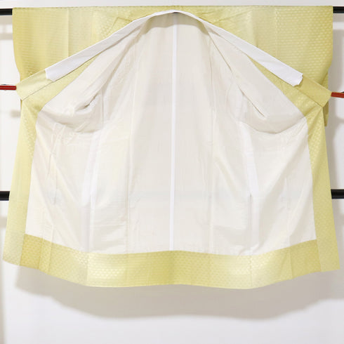 長襦袢 リサイクル 長襦袢 身丈116.8cm 裄61.6cm 袷 鱗の地紋柄 縦ぼかし イエロー SSサイズ 正絹 袖無双 Aランク