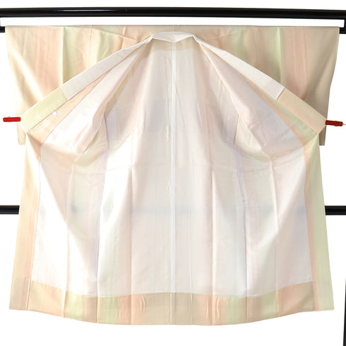 長襦袢 リサイクル 長襦袢 身丈127.8cm 裄65.6cm 袷 縦ぼかし オレンジ Mサイズ カジュアル しつけ糸 正絹 Sランク