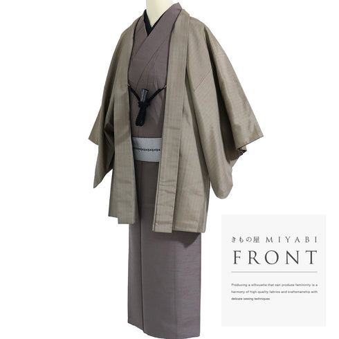 羽織 男物 リサイクル 羽織丈87cm 縞柄 紬 ブラウン Lサイズ お洒落 カジュアル 不明 Sランク