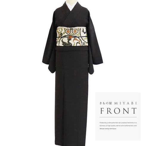 江戸小紋 リサイクル 身丈162.5cm 裄68.4cm 袷 角通し ブラウン Lサイズ お洒落 カジュアル 正絹 広衿 Sランク