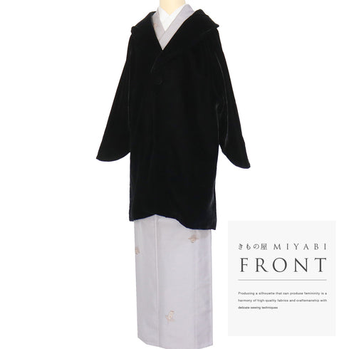 コート リサイクル 身丈86cm 裄68.5cm 袷 パイル生地 ラグラン袖 ブラック LLサイズ カジュアル 不明 Sランク