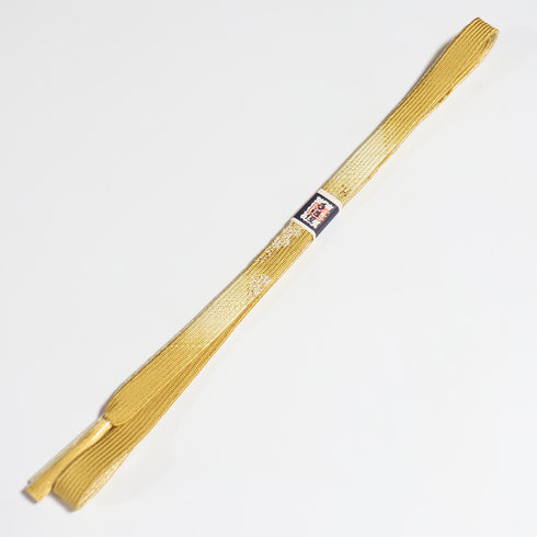 帯締め・帯揚げセット リサイクル お洒落 平組紐 ちりめん イエロー 正絹 未使用品 花柄