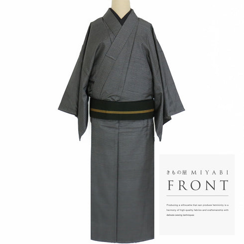 アンサンブル 男物 リサイクル 身丈134.5cm 裄66.4cm 羽織丈86cm 袷 草木染め 紬 グリーン SSサイズ お洒落 カジュアル 証紙 しつけ糸 正絹 棒衿 新品・未使用品