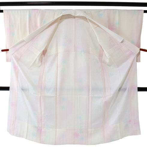 長襦袢 リサイクル 長襦袢 身丈130cm 裄64cm 袷 かごめに桜柄 地紋 ピンク Sサイズ お洒落 正絹 袖無双 Sランク