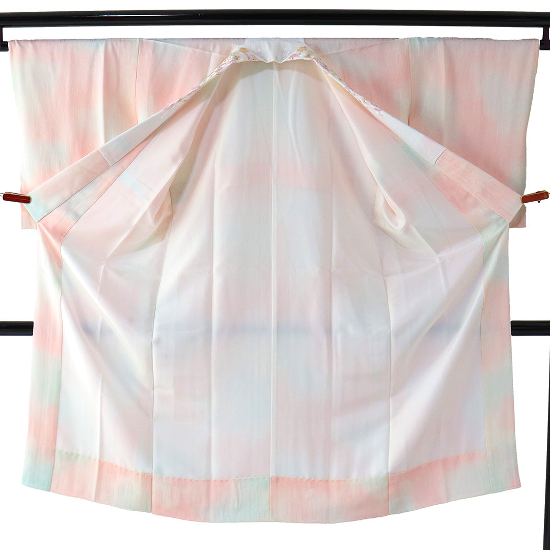 リサイクル着付け小物 長襦袢 袷 身丈128.8cm 裄66.4cm 刺繍衿