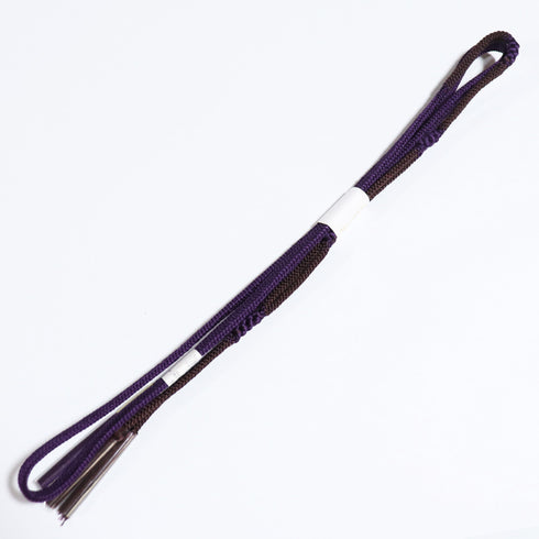 帯締め・帯揚げセット リサイクル 手組紐 ちりめん パープル 正絹 新品・未使用品 杢目柄