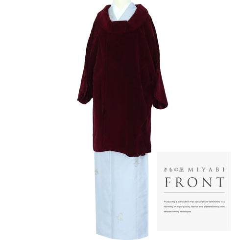 コート リサイクル 身丈86cm 裄65cm 袷 ベルベット ラグラン袖 レッド Mサイズ カジュアル 不明 Sランク