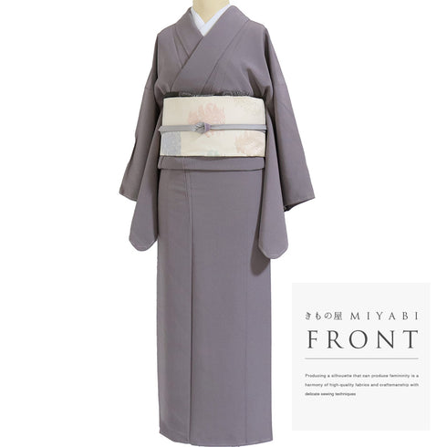 色無地 リサイクル 袷 Mサイズ Sランク パープル お洒落 身丈158cm 裄63cm 着物 IR-324