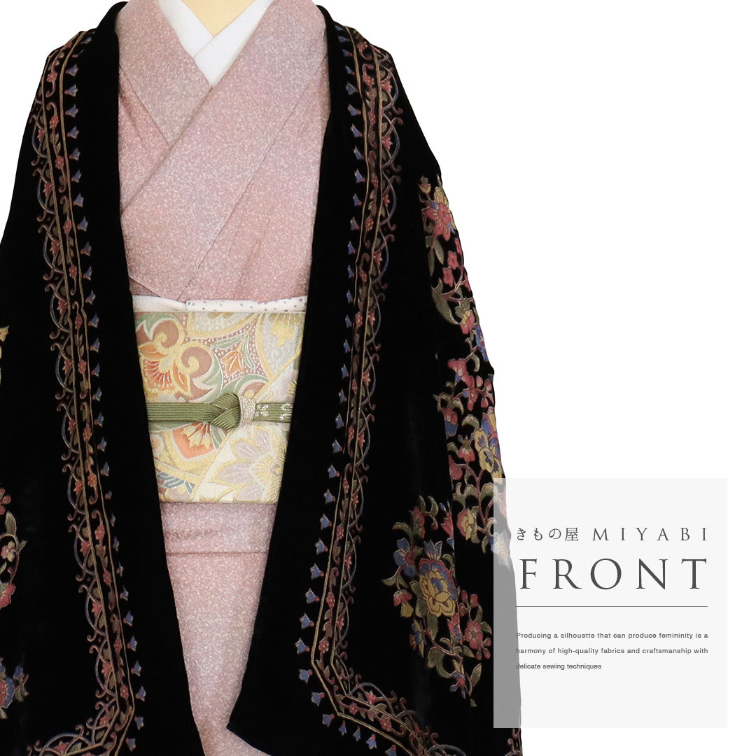 ショール ブラック 正絹 国重 和装ショール ベルベット