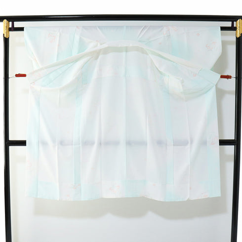 長襦袢 リサイクル 身丈120cm 裄61.8cm 袷 花柄 ぼかし ブルー SSサイズ しつけ糸 ポリエステル 洗える着物 袖無双 Aランク