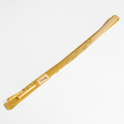 帯締め・帯揚げセット リサイクル お洒落 平組紐 ちりめん イエロー 正絹 新品・未使用品 地紋