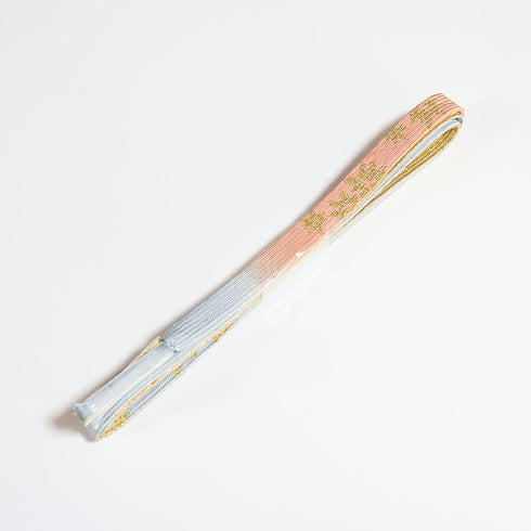 帯締め・帯揚げセット リサイクル セミフォーマル 平組紐 ちりめん ピンク 正絹 新品・未使用品 梅柄