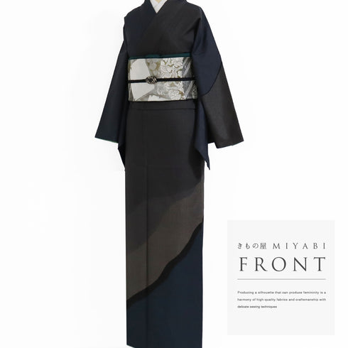 付下げ リサイクル 身丈162.4cm 裄68.8cm 袷 道長取り風柄 紬 多色 Lサイズ お洒落 正絹 広衿 Sランク