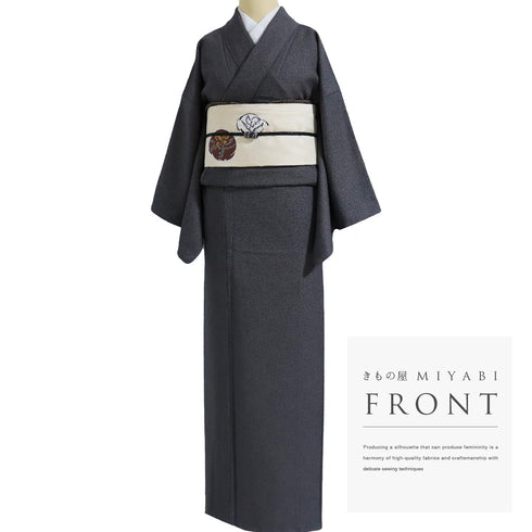 江戸小紋 リサイクル 身丈155.3cm 裄64.8cm 袷 招福 家内安全 ブラック Sサイズ お洒落 正絹 広衿 Sランク