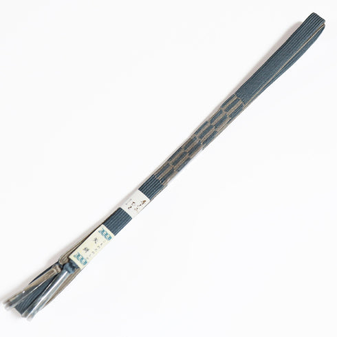 帯締め・帯揚げセット リサイクル 平組紐 ちりめん ブルー 正絹 Sランク 地紋