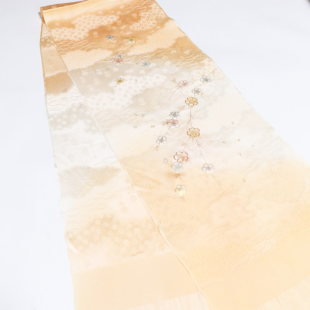 のりぼー O0917 未使用品 逸品 お洒落 紅花 正絹 袋帯 のりぼー O0917