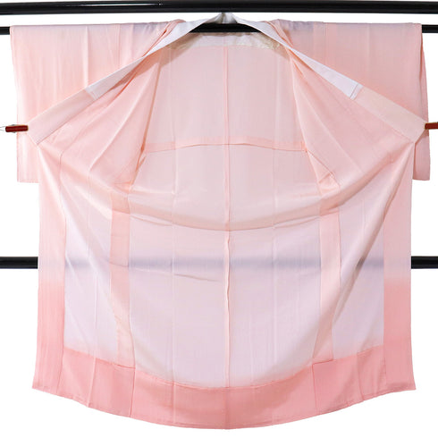 長襦袢 リサイクル 長襦袢 身丈133.5cm 裄64.4cm 袷 裾ぼかし柄 ピンク Sサイズ 正絹 袖無双 Sランク