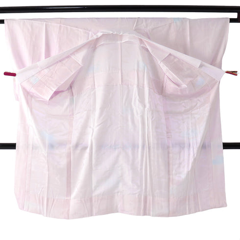 長襦袢 リサイクル 長襦袢 身丈123.5cm 裄64.8cm 袷 雲取りの地紋柄 後身頃居敷当て付き ピンク Mサイズ 正絹 袖無双 Sランク