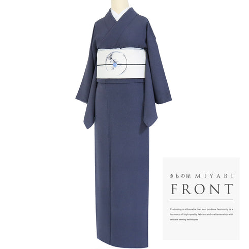 小紋 リサイクル 身丈156.5cm 裄63.6cm 袷 たたき柄 ネイビー Mサイズ お洒落 正絹 広衿 Sランク