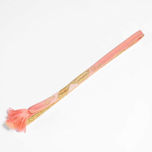 帯締め・帯揚げセット リサイクル お洒落 平組紐 ちりめん ピンク 正絹 新品・未使用品 花柄 ぼかし