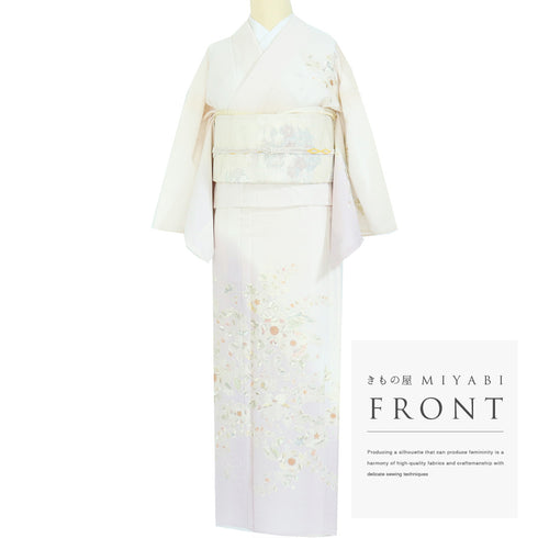 訪問着 リサイクル 夏着物 身丈161.8cm 裄64.8cm 夏物 辻ヶ花模様 ミシン刺繍 ピンク Lサイズ お洒落 不明 広衿 Sランク