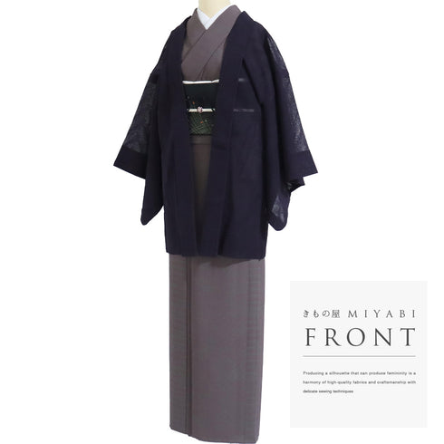 羽織 リサイクル 身丈81cm 裄65cm 単衣 地紋 透け物 パープル Mサイズ お洒落 不明 Sランク