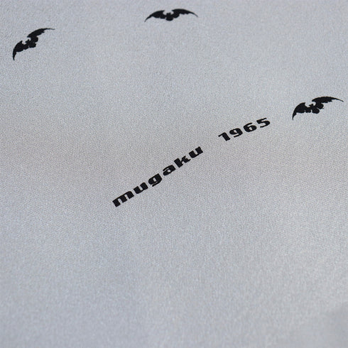 帯揚げ リサイクル お洒落 ちりめん 正絹 グレー コウモリ柄 新品・未使用品 AG-1221