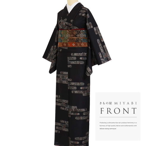 大島紬 リサイクル 身丈162cm 裄64.8cm 袷 美保姿 エ霞 蔦柄 花柄 韓国産 ブラック Lサイズ カジュアル お洒落 証紙 しつけ糸 正絹 広衿 Sランク大島紬 リサイクル 身丈162cm 裄64.8cm 袷 美保姿 エ霞 蔦柄 花柄 韓国産 ブラック Lサイズ カジュアル お洒落 証紙 しつけ糸 正絹 広衿 Sランク