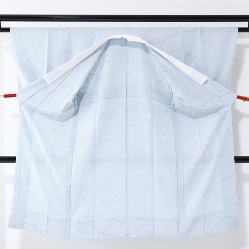 長襦袢 リサイクル 長襦袢 身丈124.5cm 裄63cm 袷 露芝の地紋柄 ブルー Sサイズ お洒落 正絹 Sランク