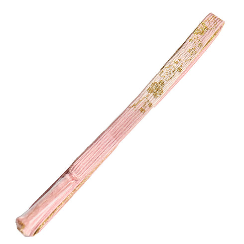 帯締め・帯揚げセット リサイクル お洒落 平組紐 ちりめん ピンク 正絹 Sランク 花柄 ぼかし柄
