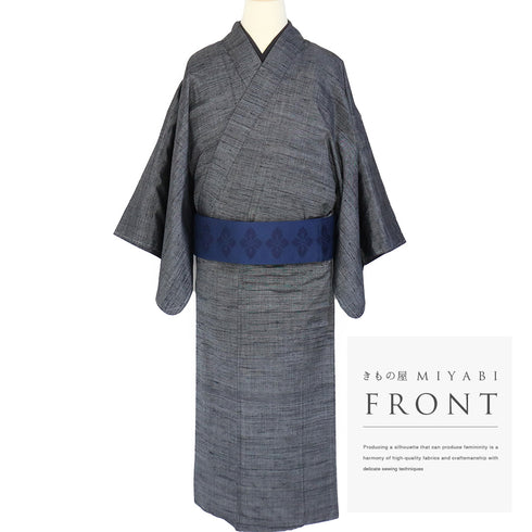 アンサンブル 男物 リサイクル 身丈133cm 裄66.8cm 羽織丈87cm 袷 グレー SSサイズ お洒落 カジュアル しつけ糸 正絹 棒衿 Sランク