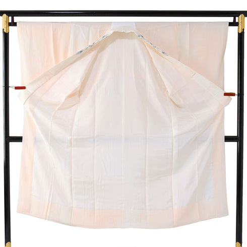 長襦袢 リサイクル 長襦袢 身丈137cm 裄65.2cm 袷 山柄 地紋 刺繍衿付き ピンク Mサイズ 正絹 Sランク