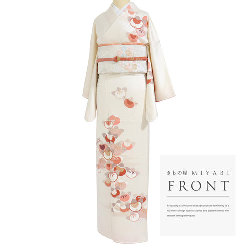 付下げ リサイクル 身丈155.2cm 裄64.6cm 袷 たちばな 作家物 吾妻徳穂 金駒刺繍 箔 アイボリー Sサイズ お洒落 セミフォーマル 正絹 広衿 Aランク