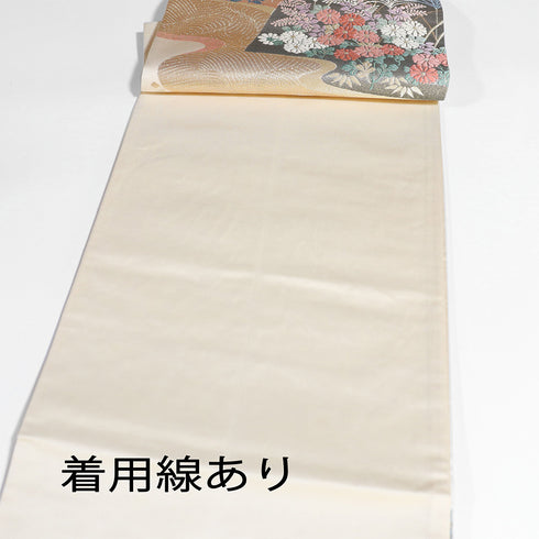 袋帯 リサイクル 帯丈428cm 六通 花柄 刺繍 箔 ベージュ Sサイズ 正絹 Sランク フォーマル セミフォーマル
