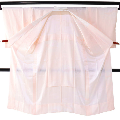 長襦袢 リサイクル 長襦袢 身丈129.8cm 裄66.4cm 袷 雲取りや橘柄 地紋 後身頃居敷当て付け ピンク Mサイズ お洒落 正絹 袖無双 Aランク