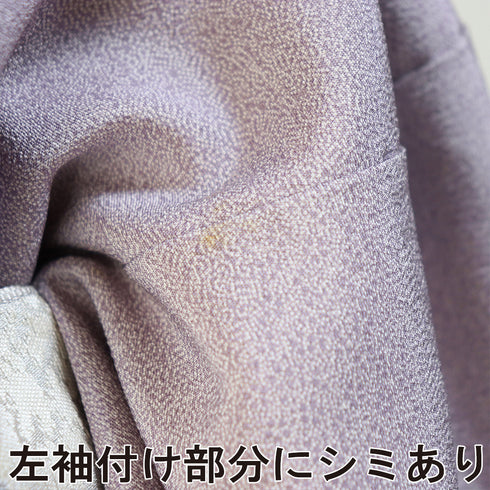 小紋 リサイクル 身丈159.2cm 裄63cm 袷 華文柄 寄せ小紋 パープル Mサイズ お洒落 カジュアル 正絹 広衿 Aランク
