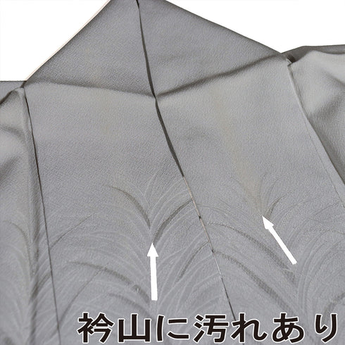 付下げ リサイクル 身丈159cm 裄66.4cm 袷 地紋 大王松模様 グレー Mサイズ セミフォーマル お洒落 落款 正絹 広衿 Sランク