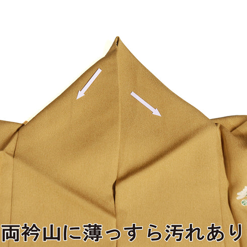 訪問着 リサイクル 身丈160cm 裄64.4cm 袷 雪輪模様 鶴柄 花柄 箔加工 イエロー Mサイズ セミフォーマル お洒落 正絹 広衿 Aランク