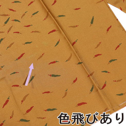 長襦袢 リサイクル 長襦袢 身丈123.8cm 裄68.8cm 袷 唐辛子柄 オレンジ LLサイズ お洒落 正絹 袖無双 Aランク