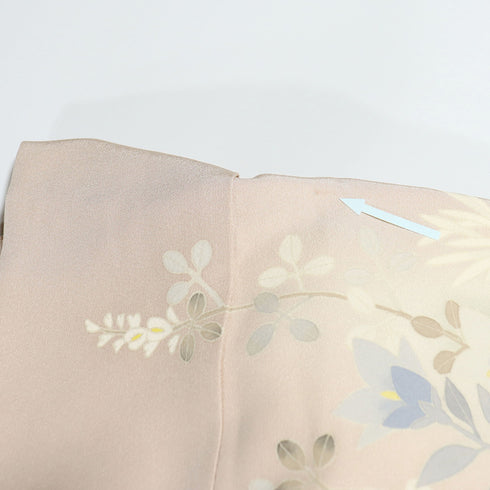 訪問着 リサイクル 身丈161.5cm 裄68cm 袷 花柄 作家「節」 ピンク Lサイズ セミフォーマル 一つ紋 正絹 広衿 Sランク