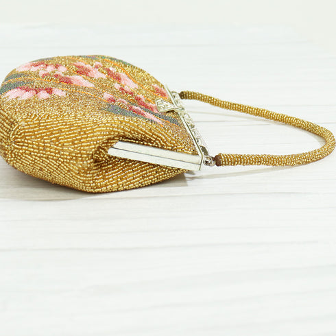 バッグ リサイクル ゴールド ビーズ Aランク 花柄