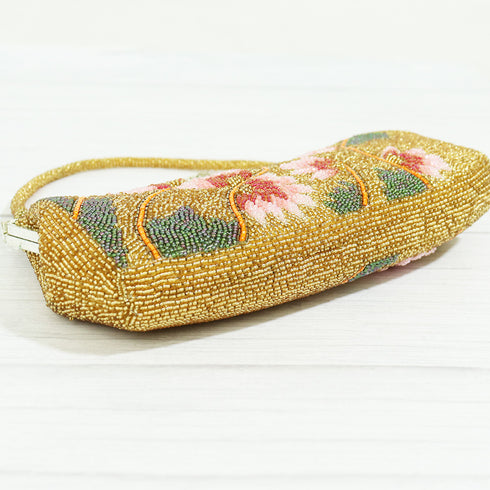 バッグ リサイクル ゴールド ビーズ Aランク 花柄