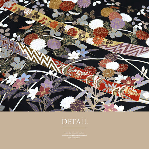 黒留袖 リサイクル 身丈158cm 裄64.4cm 袷 金駒刺繍 紅葉柄 パールトーン加工 ブラック Mサイズ 五つ紋 正絹 広衿 Sランク