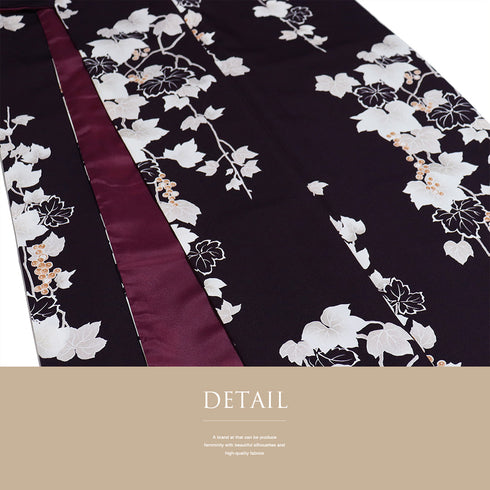 小紋 リサイクル 身丈157cm 裄64.4cm 袷 蔦に葡萄模様 HANAE MORI パープル Mサイズ お洒落 カジュアル ポリエステル 洗える着物 広衿 Sランク