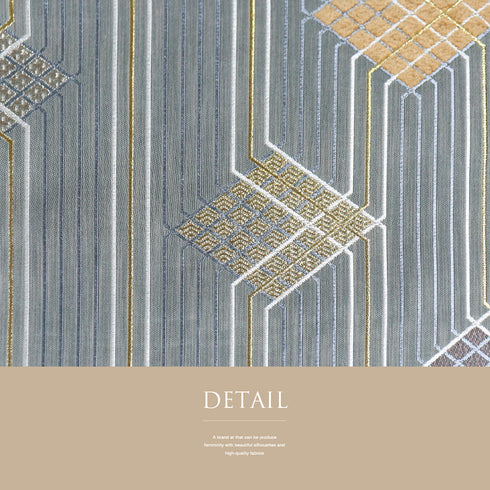 袋帯 リサイクル 帯丈436cm 六通 デザイン菱柄 幾何学模様 グレー Mサイズ 正絹 Sランク お洒落