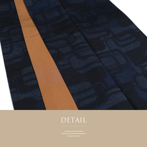 紬 リサイクル 身丈162cm 裄65.8cm 袷 デザイン格子模様 ブルー Lサイズ お洒落 カジュアル しつけ糸 正絹 広衿 Sランク