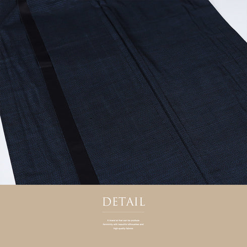 アンサンブル 男物 リサイクル 身丈150.2cm 裄68cm 羽織丈100cm 袷 大島 ネイビー Lサイズ お洒落 カジュアル しつけ糸 正絹 棒衿 Sランク